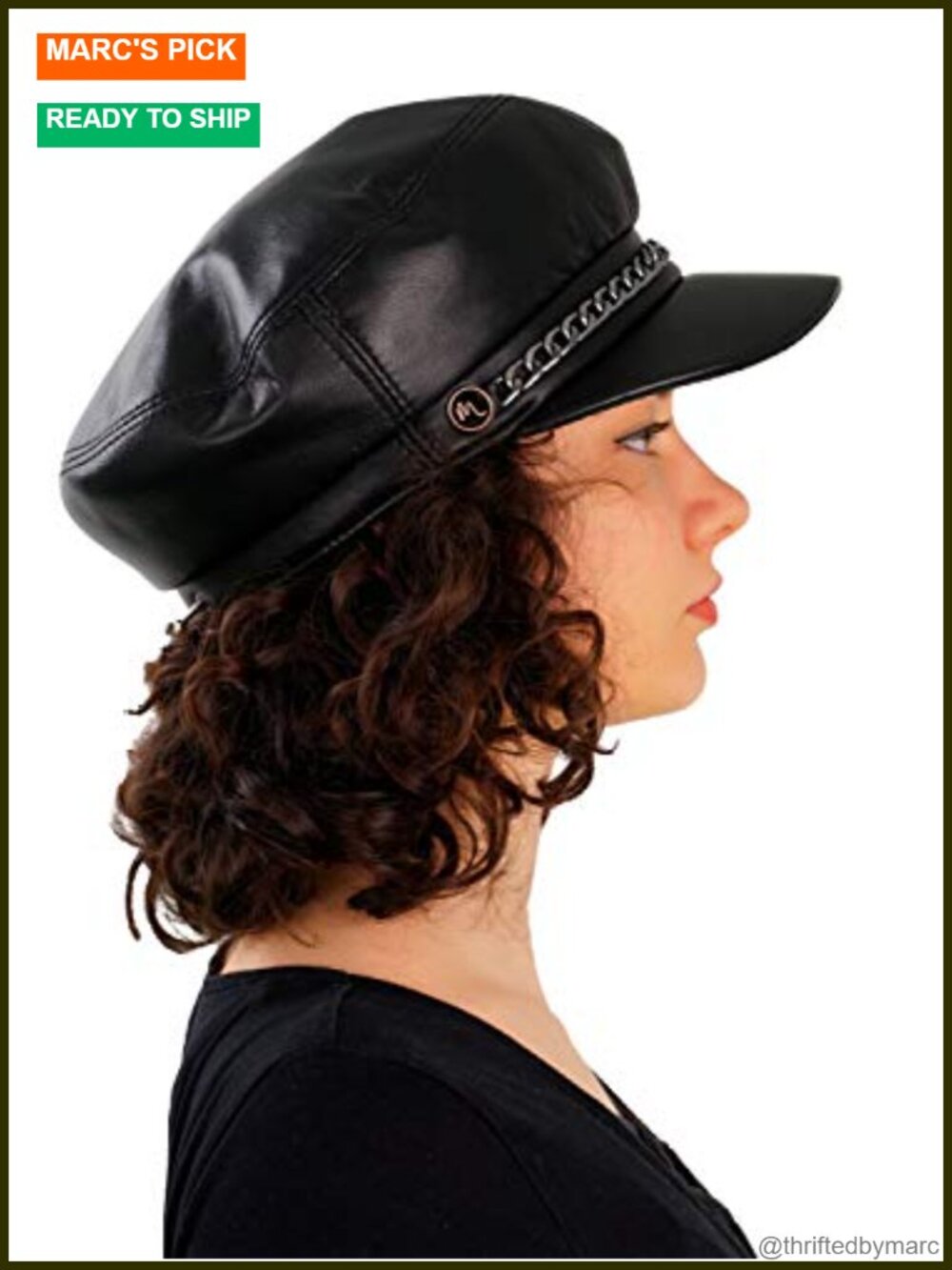 Genuine Sheepskin Leather Newsboy Cap for Women Adjustable